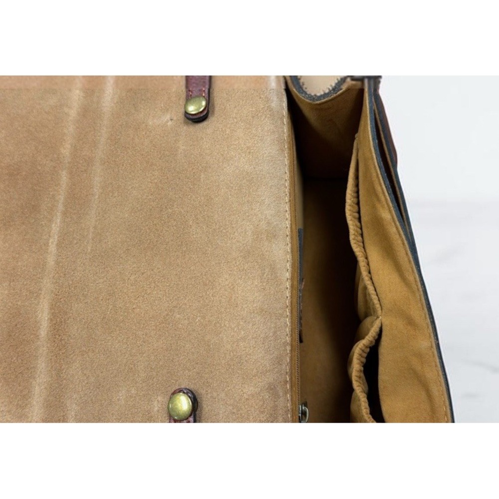 Patricia Nash Signature Floret Brown Leather Crossbody Bag PushLock Floral Purse - Picture 12 of 16